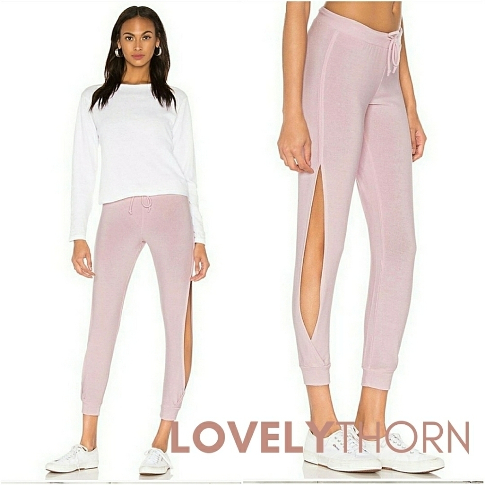 CHASER // comfy-chic soft pink cut-out vented leg lounge joggers sweatpants